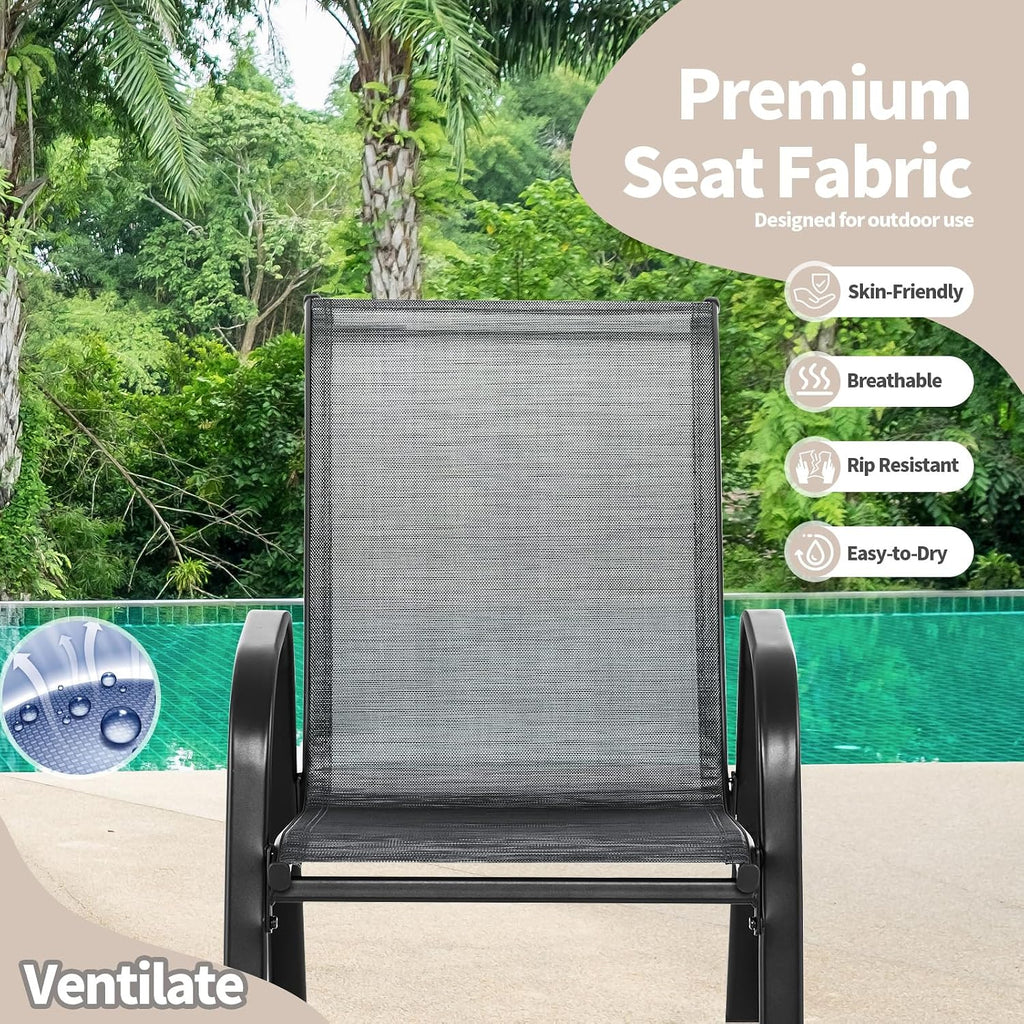 Tangkula Patio Rocking Chair Set of 4, Outdoor Ergonomic Rockers with Breathable Fabric Seat, Gentle Rocking Function, Sturdy Metal Rocker for Front Porch, Backyard, Garden