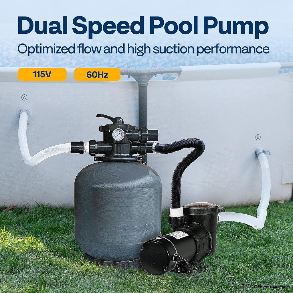VIVOHOME 2.0 HP Above Ground Swimming Pool Pump Dual Speed 1.5' & 1.25'' Inlet/Outlet 115V Energy Saving w/Strainer Basket