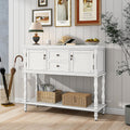 ARTPOWER Console Table with 2 Drawers, Retro Entryway Table with 2 Door Cabinets and Open Storage Shelf, Narrow Long Behind Couch Sofa Table for Living Room, Foyer, Hallway, White