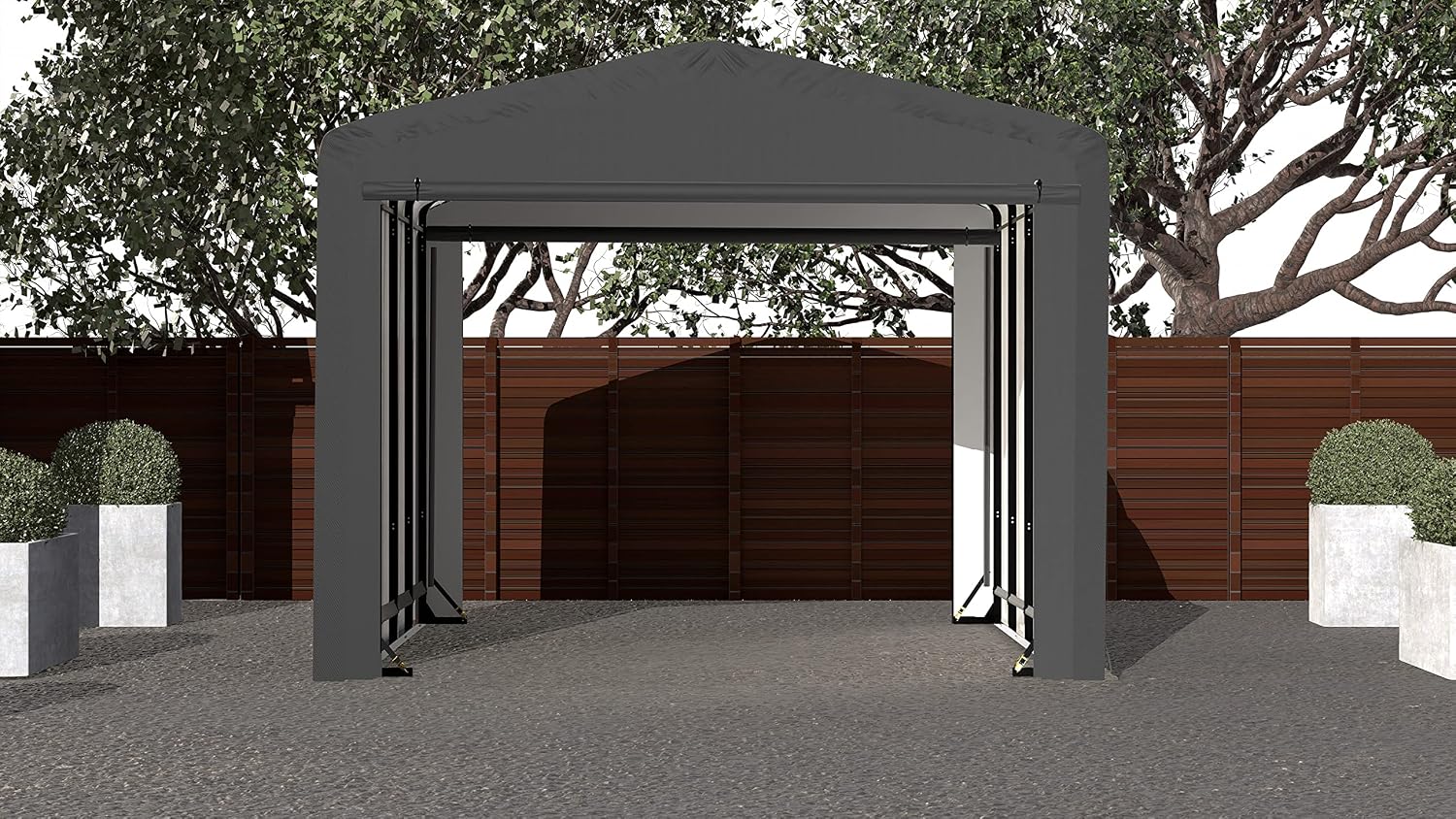 ShelterLogic ShelterTube Garage & Storage Shelter, 12' x 18' x 10' Heavy-Duty Steel Frame Wind and Snow-Load Rated Enclosure, Gray