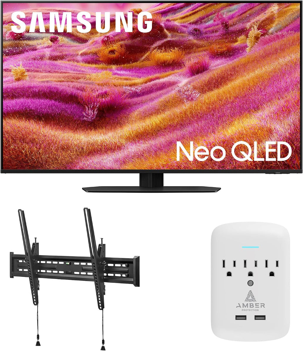 Samsung QN43QN90FAFXZA 43 Inch Neo QLED 4K QN90F Vision AI Smart TV with a Walts TILT-MOUNT-43-90 Large/XL Tilt Mount and Amber Protection 3-Outlet-Surge Surge Protector (2025)