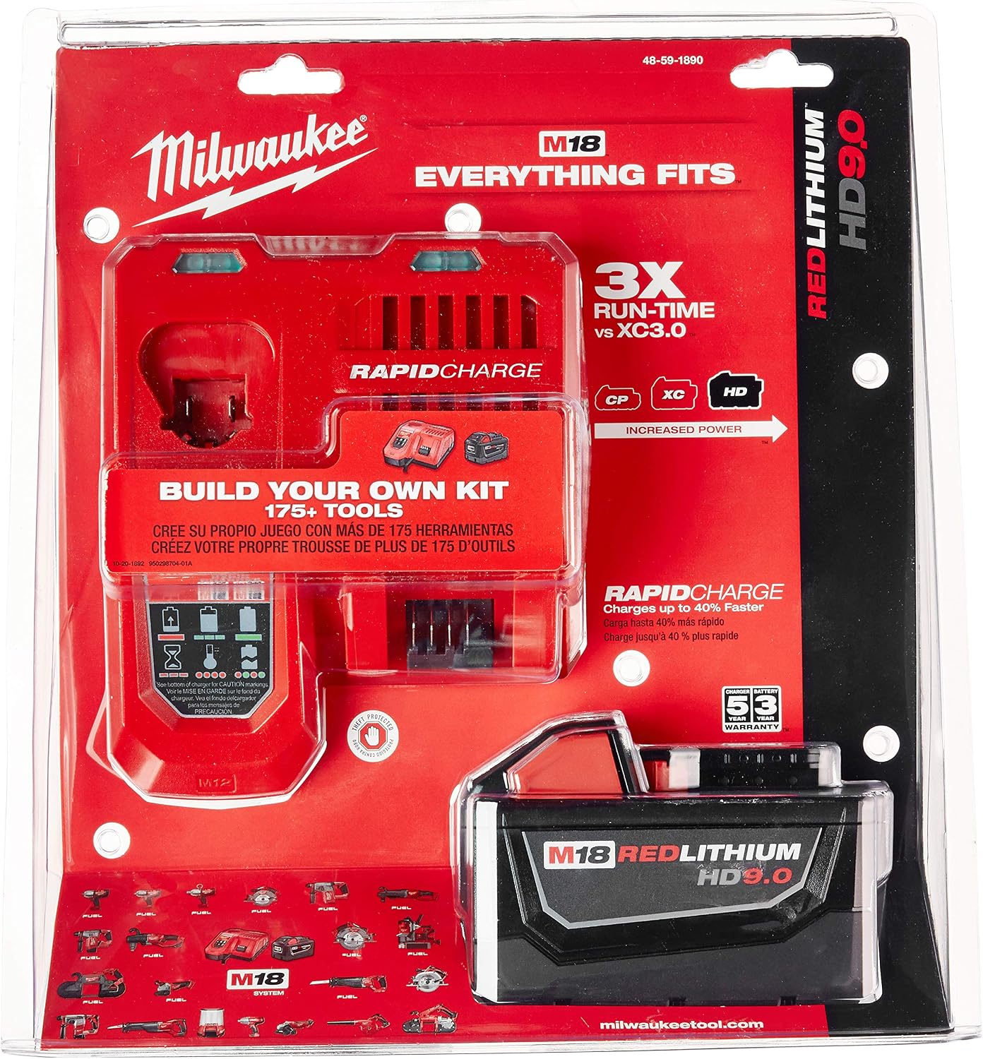 MILWAUKEE ELEC TOOL 48-59-1890 M18 9.0Ah Starter Kit