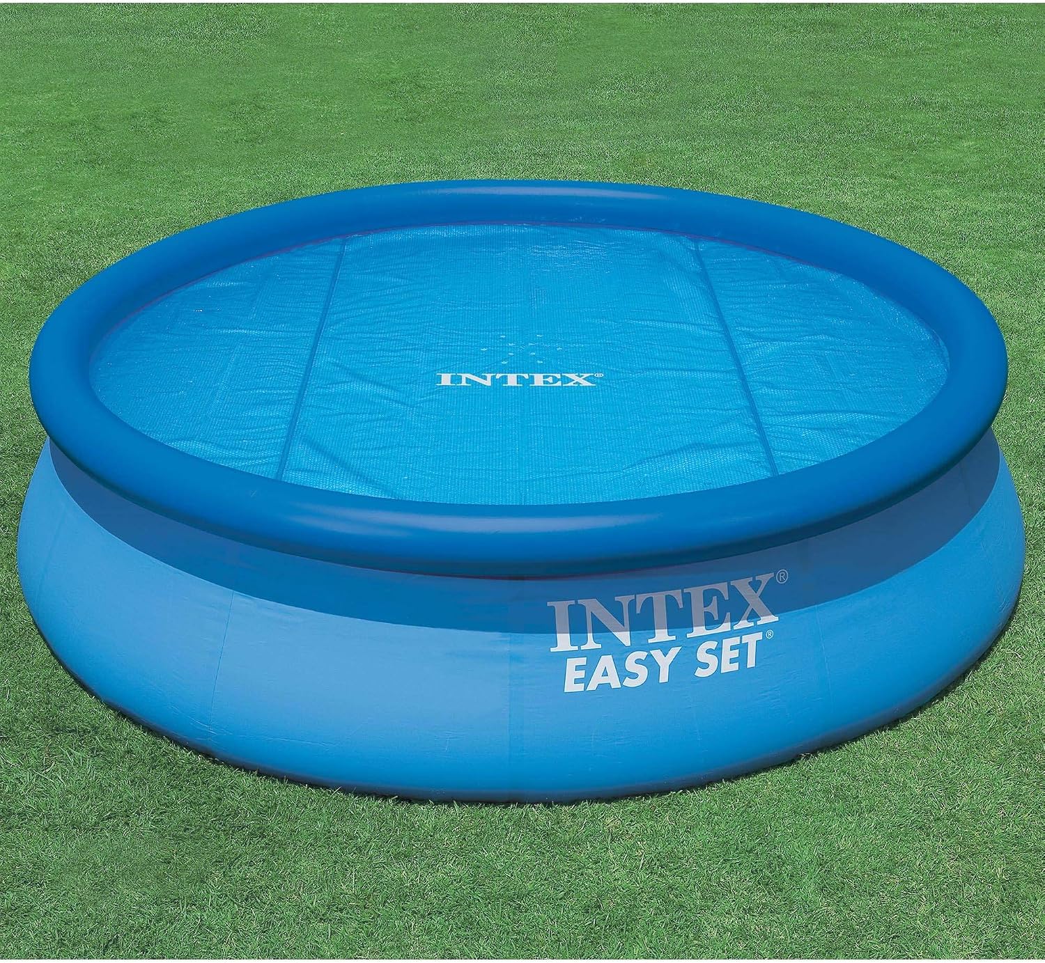 Intex 18' Round Easy Set Vinyl Solar Cover Bundled with 18' Deluxe Debris Pool Cover Above Ground Swimming Pools, Pool Cover Accessory Only