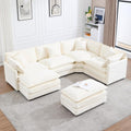 GNIXUU Oversized Modular sectional Sofa, Chenille Large Cloud Sectional Couches for Living Room, Convertible Deep 6 Seater L Shaped Couch with Ottoman for Living Room, Beige White