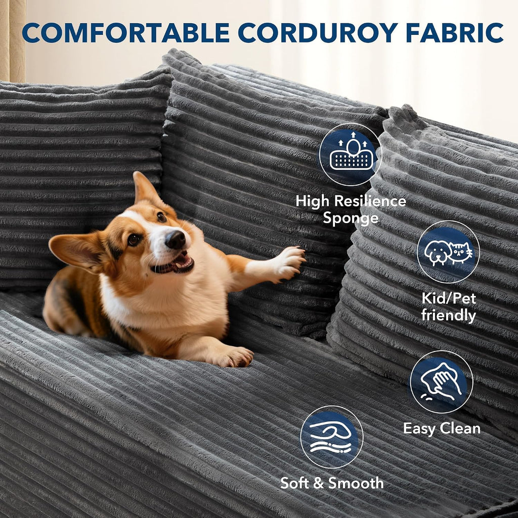 Garvee Modular Sectional Sofa Cloud Sectional Couch, 106' Comfy L Shaped Couches for Living Room,Oversized Sofa Sleeper with Deep Seat, No Assembly Required