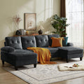 Sectional Couch for Living Room, Modern Polyester Fibre U Shaped Sofa Couches with Double Chaise, Upholstered 4 Seater Sofa for Living Room, Apartment, Office, Black