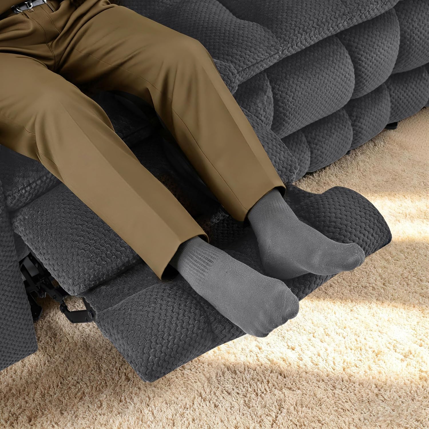 MCombo 80.7' W 3 Seater Power Reclining Sofa with Heat and Vibration Massage, Zero Gravity Recliner Sofa Couch with Drop Down Table for Living Room, Fabric 6316M10