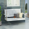 Outdoor Double Solid Wood Swing Chair, Thickened Teak Wood with backrest, Courtyard Balcony Hanging Leisure Rocking Chair, Decorating a Warm Home