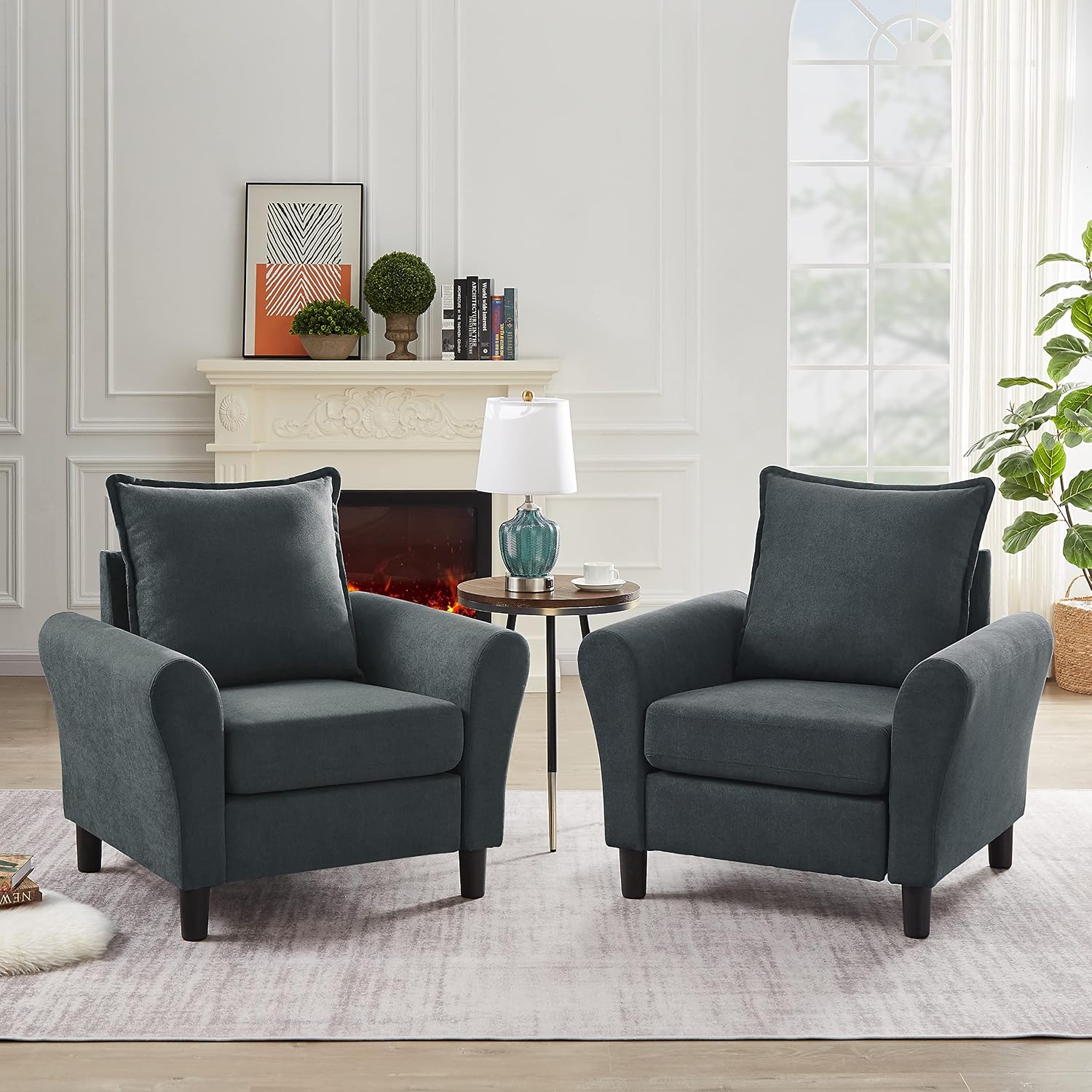 3 Piece Living Room Sofa Sets, Modern 3 Seater Sofa with Storage Ottoman and 2 PSC Armchair Couch Sets, Easy Assembly, Modern 5 Seat Sectional Couches for Living Room, Office,Dark Grey