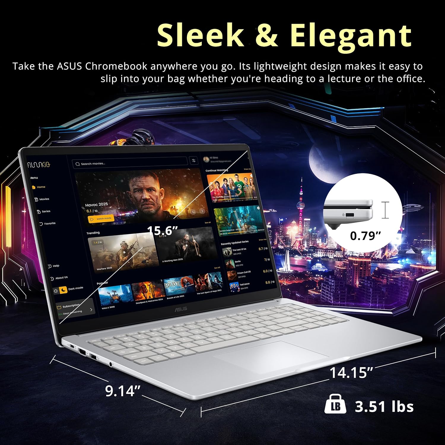 ASUS Chromebook CX15 15.6' FHD IPS Laptop, Intel Celeron N4500, 4GB RAM, 288GB Storage (128GB eMMC+160GB Docking Station Set), Intel UHD Graphics, Number Pad, HD Webcam, WiFi 6, Chrome OS, Gray