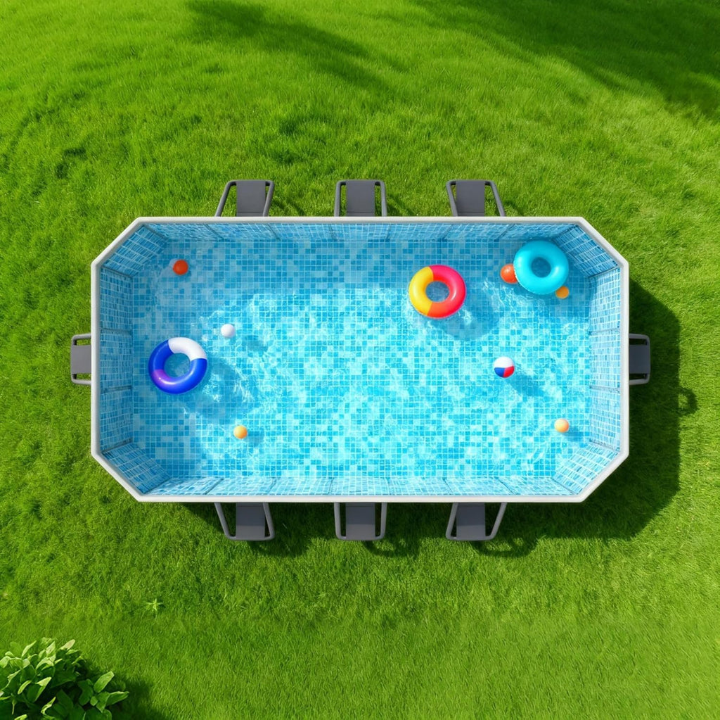 Jessie Foldable Pool for Kids and Adults Non InflatableFrame Outdoor Swimming Pool Blue Kiddie Pools Thickened Support Dog Above Ground Garden Backyard (118.11 in)