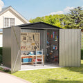 6x4 FT Outdoor Storage Shed, Metal Shed with Air Vents & Lockable Doors, Waterproof Galvanized Steel Shed for Garden, Backyard—Tool & Bicycle Storage(Brown)