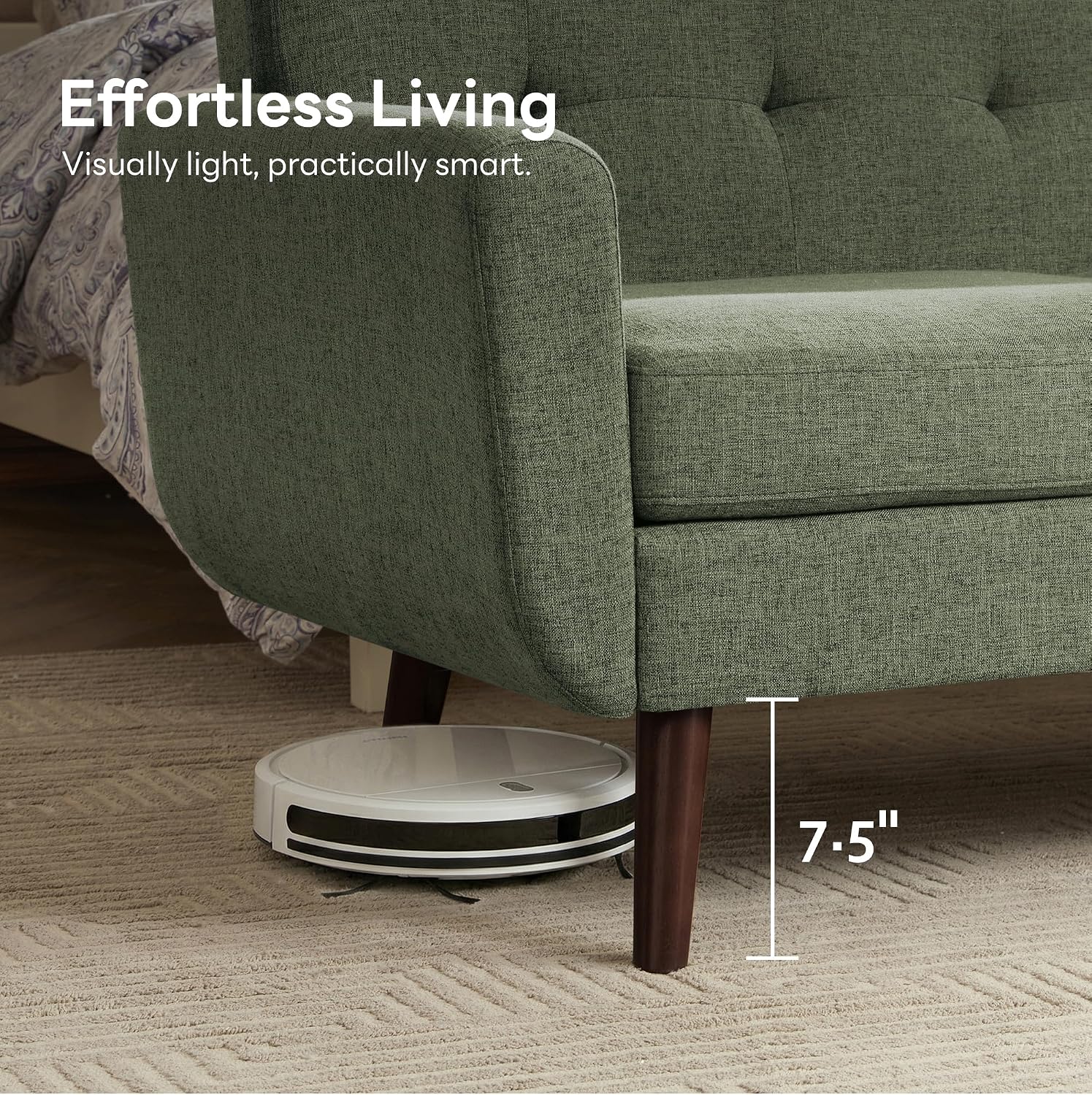 Tbfit 56' W Loveseat Sofa, Mid Century Modern Decor Love Seat Couches for Living Room, Button Tufted Upholstered Small Couch for Bedroom, Solid and Easy to Install Love Seats Furniture, Green