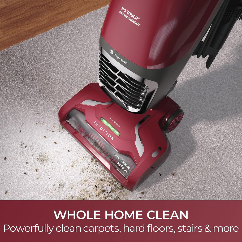 Kenmore BU3040 Intuition Bagged Upright Vacuum Lightweight Cleaner 2-Motor Power Suction with HEPA Filter, 3-in-1 Combination Tool, Handi-Mate for Carpet, Floor, Pet Hair, Red w/No Lift-up