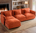 ELUCHANG Oversized 113' Modular Sectional Sofa, Comfy Cloud Couch, L Shaped Deep Seat Sofa Couches for Living Room, 4-Seater Modern Sofa with Movable Ottoman, DIY Combination - Chenille Terracotta