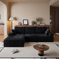 108' Modular Sectional Cloud Couch for Living Room Deep Seat L Shapes Boneless Couch with Oversized Chaise Lounge, Comfy Memory Foam Flannel Fabric Sofa for Bedroom Apartment, No Assembly Required