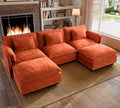 ELUCHANG Oversized 116' Modular Sectional Sofa, Comfy Cloud Couch, U Shaped Deep Seat Sofa Couches for Living Room, 5-Seater Modern Sofa with Movable Ottoman, DIY Combination - Chenille Terracotta