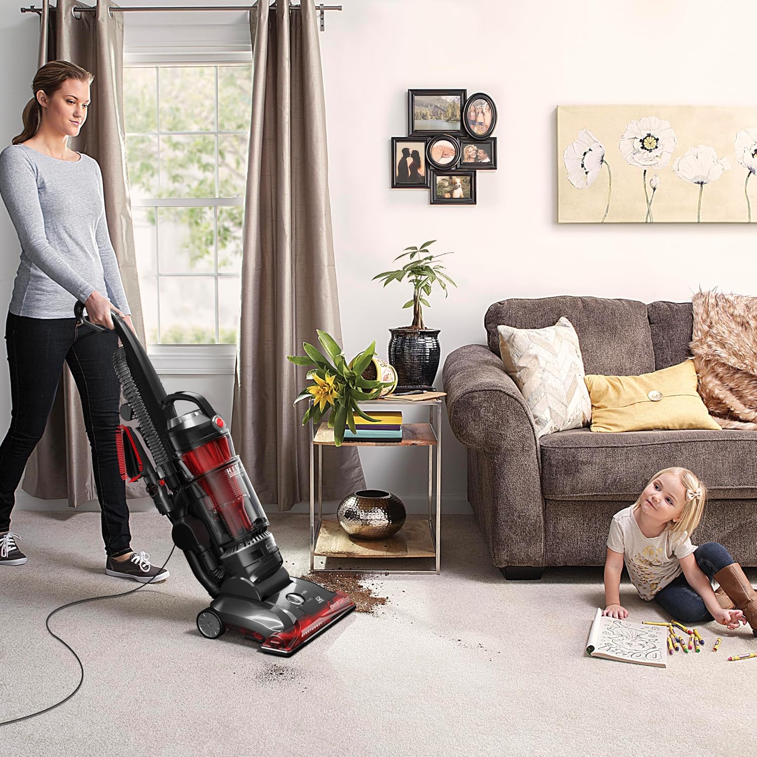 Hoover WindTunnel 3 High Performance Pet Bagless Vacuum Cleaner, Corded Upright Vac, HEPA Media Filtration, Quick Pass Brushroll, Corded Vacuum Cleaners for Home Use