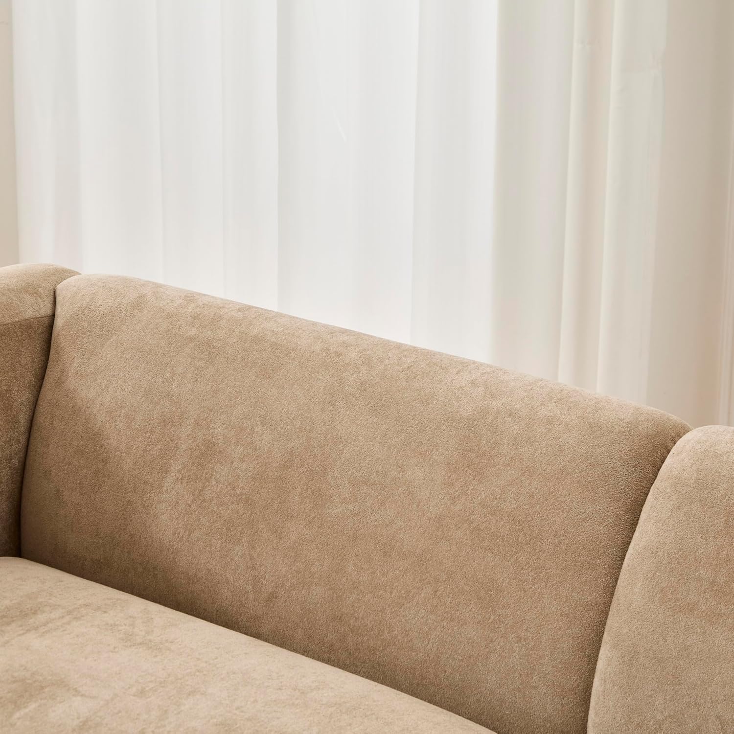 Christopher Knight Home Ahri 83'' Wood Frame Lounge Sofa Couch with Wave Design, Soft Seating 3-Seater Sofa with Armrests, Comfy Velvet Upholstered Home Sofa for Living Room and Office, Camel