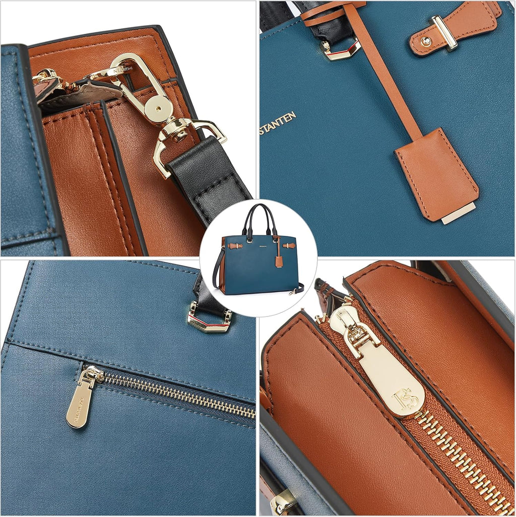 BOSTANTEN Briefcase for Women 15.6 Inch Genuine Leather Laptop Briefcase Shoulder Work Tote Bag Purse