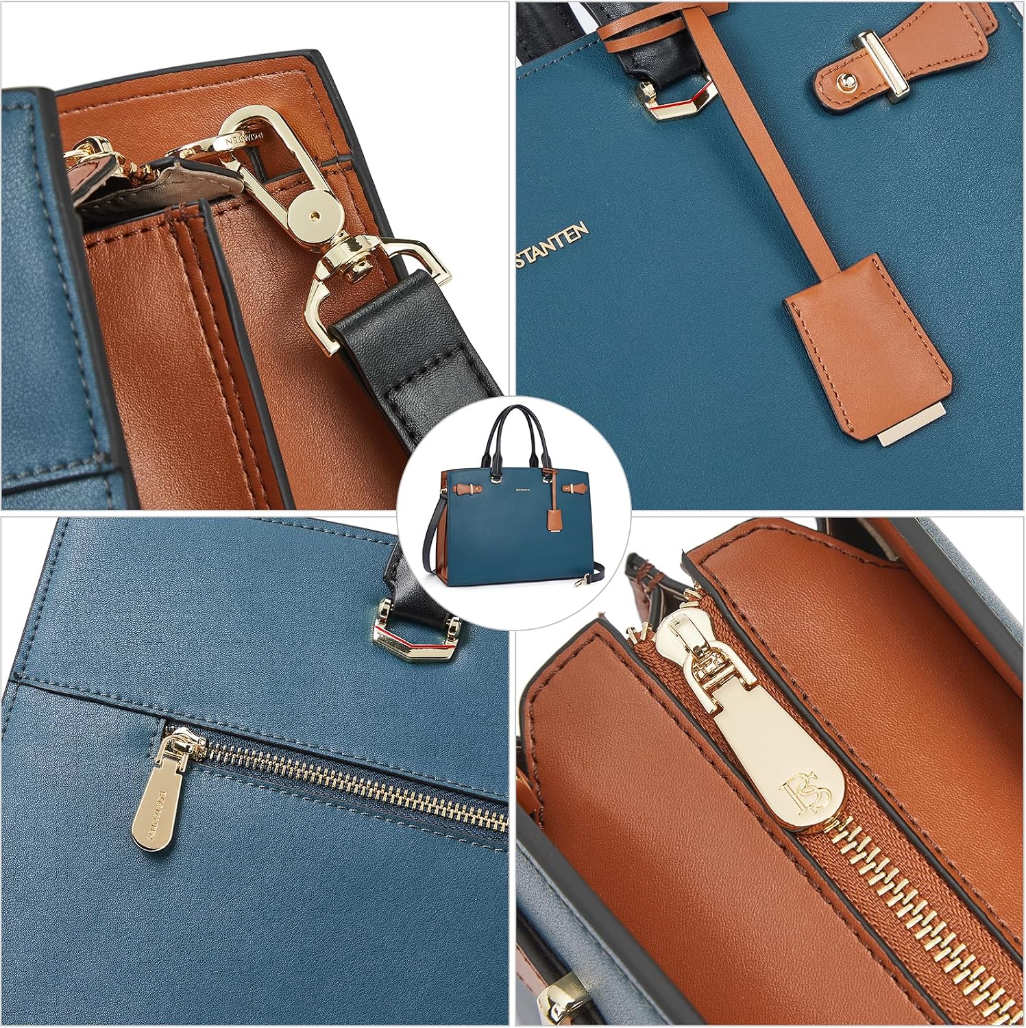 BOSTANTEN Briefcase for Women 15.6 Inch Genuine Leather Laptop Briefcase Shoulder Work Tote Bag Purse