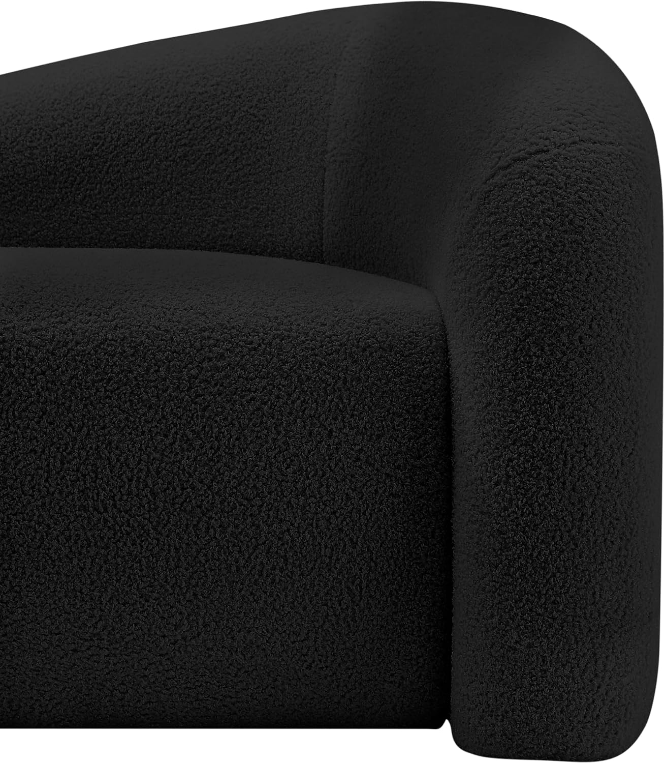 Meridian Furniture 186Black-S Kali Collection Modern | Contemporary Sofa with Soft Black Faux Shearling Teddy Fabric, Curved Back, 86' W x 33' D x 27' H, Black