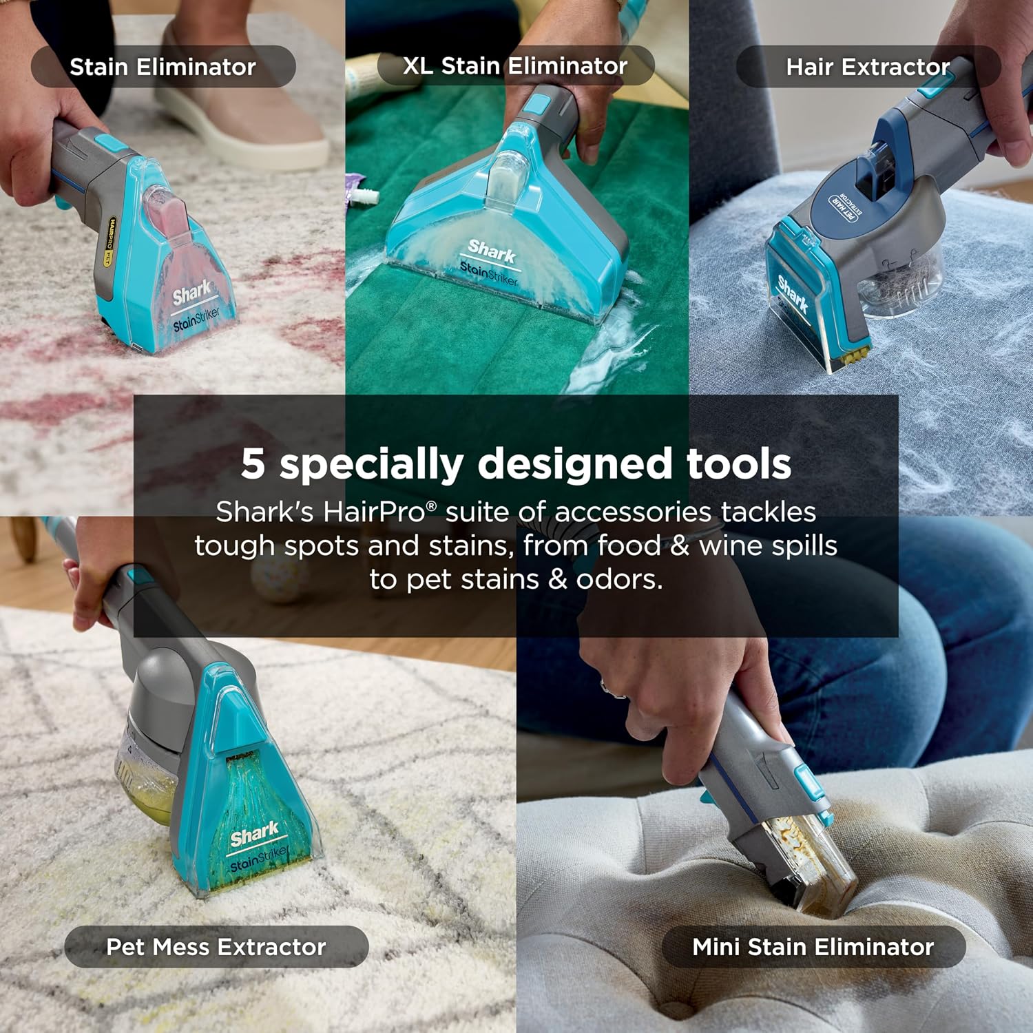 Shark CarpetXpert HairPro | Upright Carpet, Area Rug & Upholstery Cleaner | StainStriker Handheld Tough Stain Remover & Onboard Self Clean | Pet Hair Pickup & Odor Removal | 5 Tools | Navy | EX304