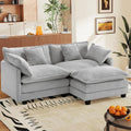 77.6' Modular Sectional Sofa,Loveseat Couch for Living Room, Modern Deep Seat Sofa 2 Seater Chenille Fabric Comfy Cloud Couches with Throw Pillows & Ottoman for Apartment,Small Spaces