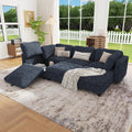 99' Modular Sectional Chenille Sofa bed with Hidden Storage, Comfy Modern 6 Seater Oversized Deep Seat Couch, Modular Sectional with Ottoman and Removable Cover for Living Room, Apartment, Black