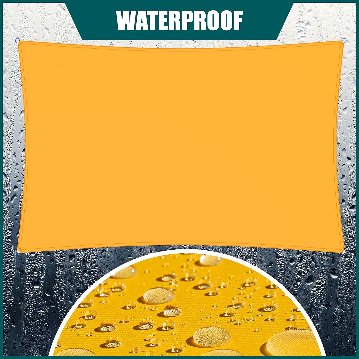 Royal Shade 8' x 16' Yellow Rectangle Waterproof Sun Shade Sail Order to Make rsTADS14 Canopy Awning, UPF50+ 95% UV Blockage Water Resistant, Outdoor Backyard Patio Garden Carport (We Customize)