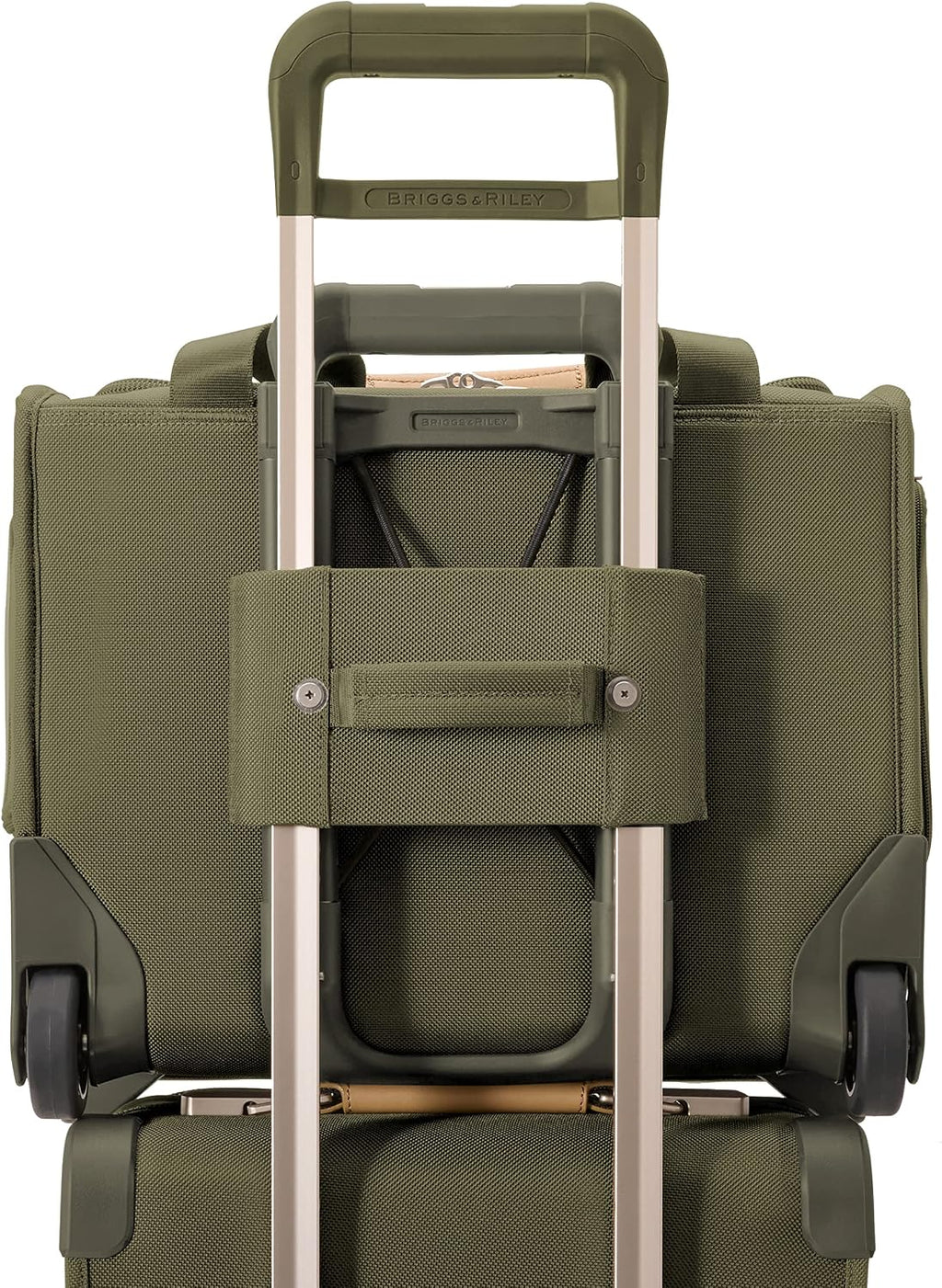 Briggs & Riley 2-Wheel Cabin Bag - Carry On Luggage for Travel, Suitcases with Wheels, Softside Rolling Bag for Men & Women, Interlocking Handle, Self-Repairing Zipper - Baseline Collection, Olive