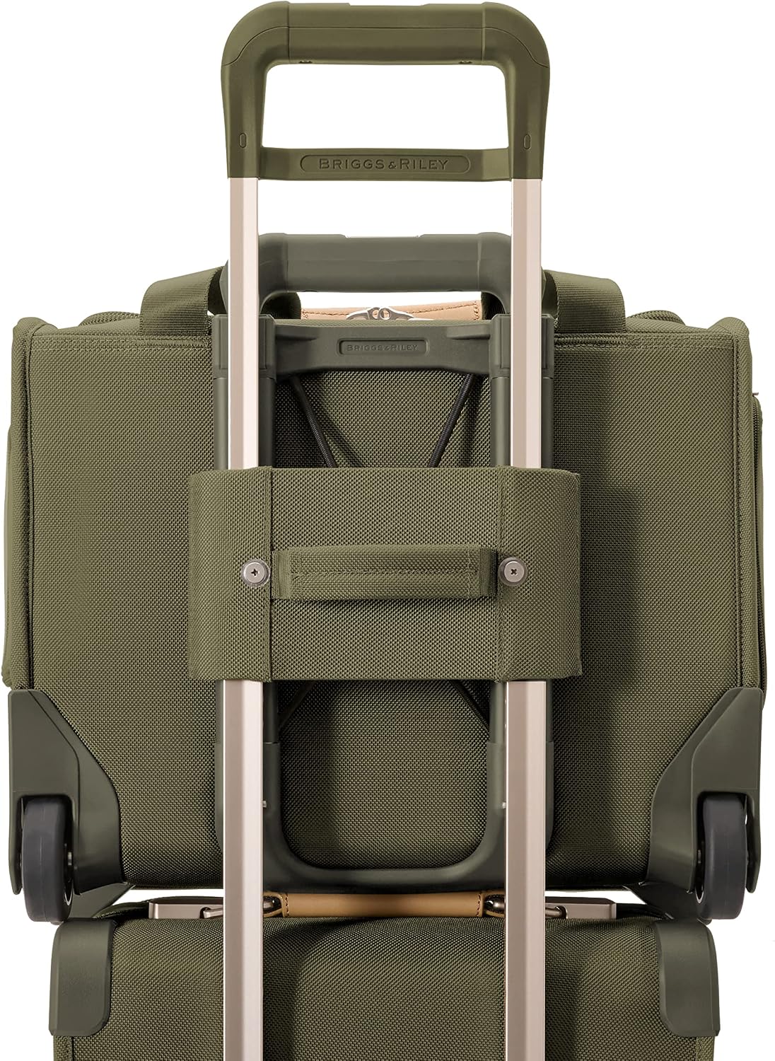 Briggs & Riley 2-Wheel Cabin Bag - Carry On Luggage for Travel, Suitcases with Wheels, Softside Rolling Bag for Men & Women, Interlocking Handle, Self-Repairing Zipper - Baseline Collection, Olive
