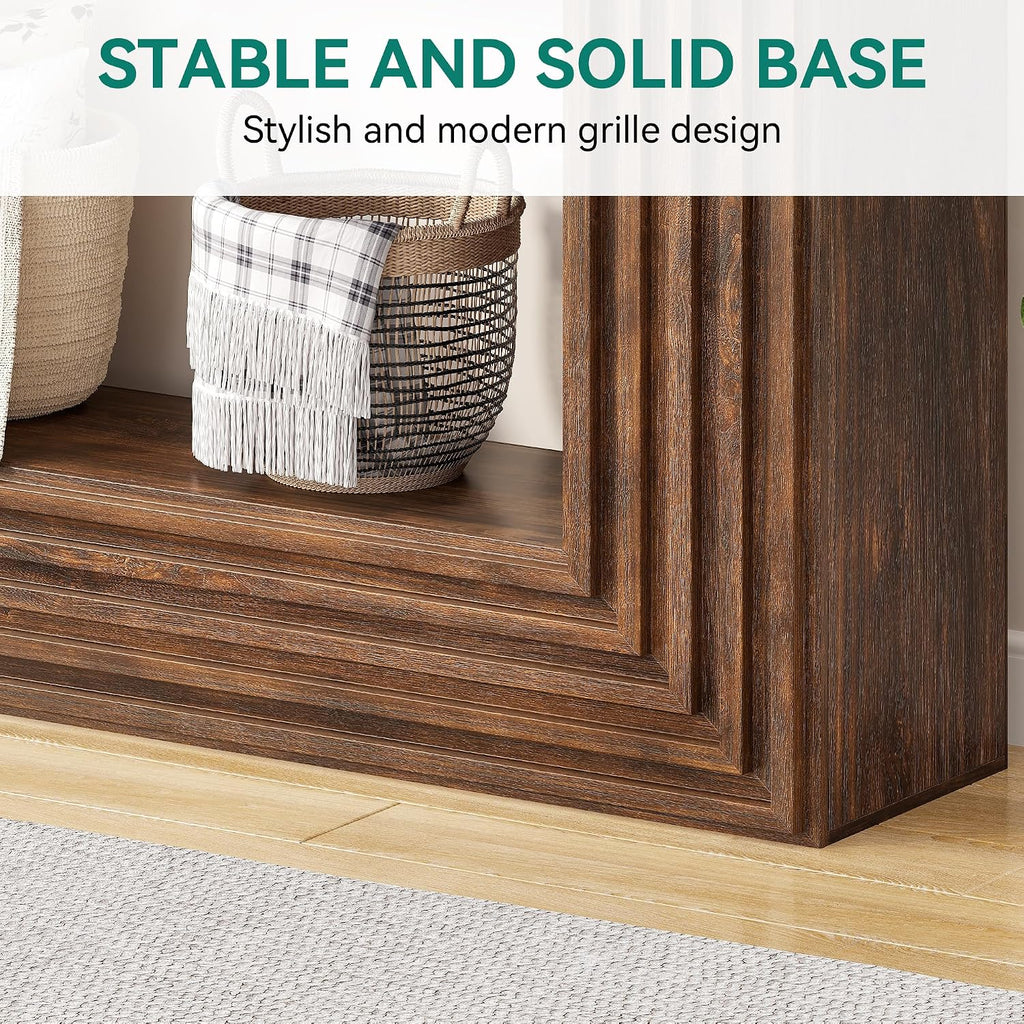 YITAHOME 47.2 Inches Farmhouse Entryway Table, Console Table with Storage, Entry Way Table for Living Room Bedroom Hallway or Home Office, Walnut