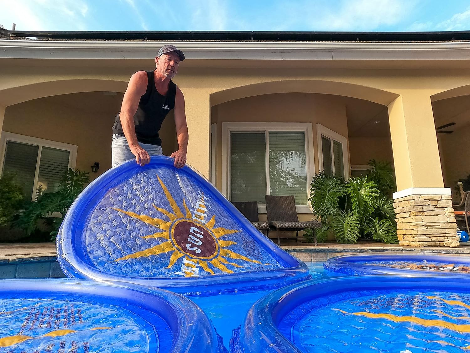 Solar Sun Rings 60-Inch UV Resistant Solar Pool Heater with Water Anchors │ Sunburst │ Above Ground & Inground Pools │ 3-Pack