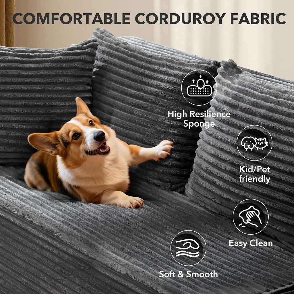 Modular Sectional Sofa Cloud Sectional Couch, 106' Comfy L Shaped Black Couches for Living Room,Oversized Sofa Sleeper with Deep Seat, No Assembly Required