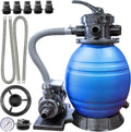 SWIMLINE HYDROTOOLS Complete Sand Filter System, 12' Tank - for Above-Ground Pools Up to 8,000 Gallons, Single Speed Pump, 0.3 THP, 1,980 GPH, 4-Way Multi-Port Valve, 42 lb Capacity