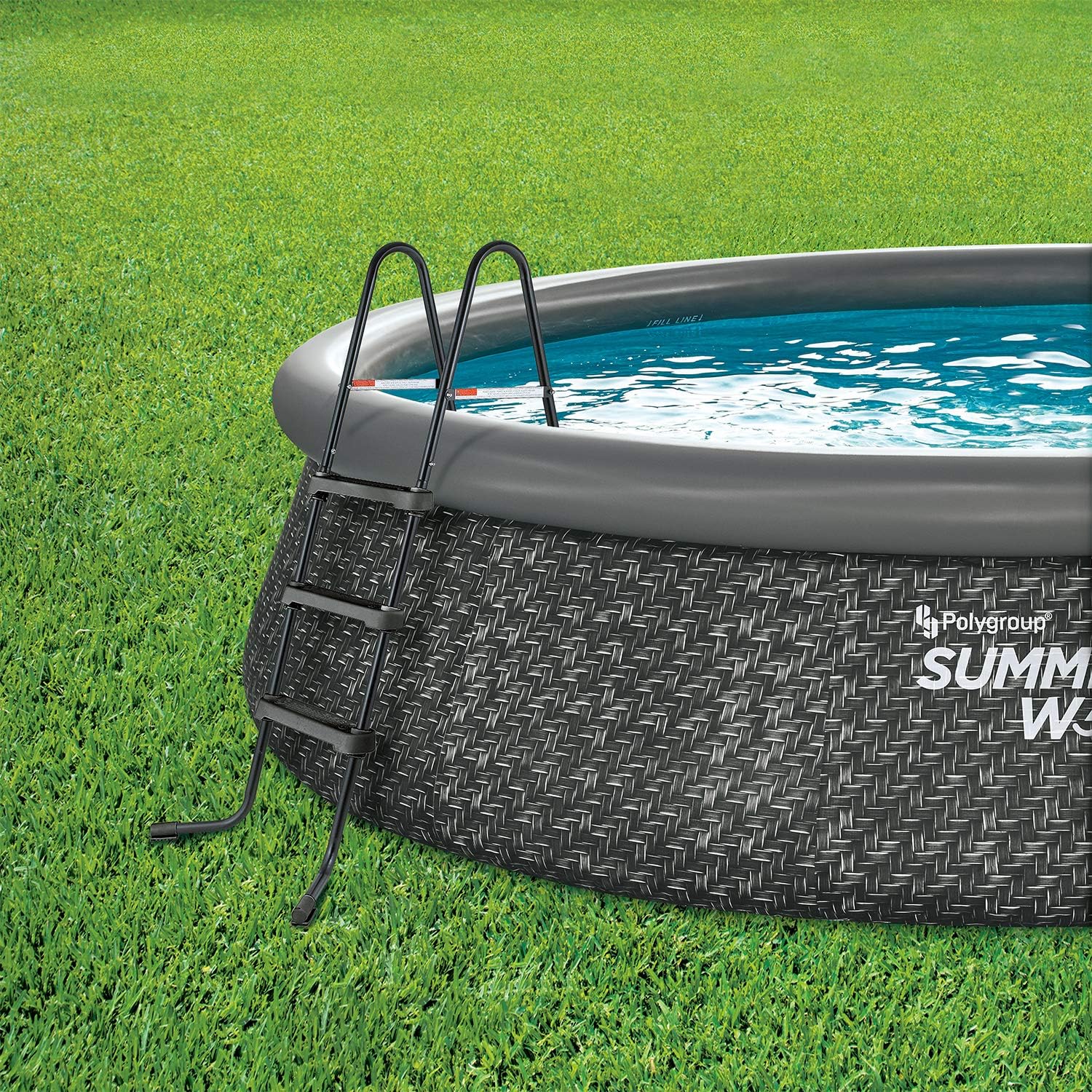 Summer Waves 14' x 36' Quick Set Inflatable Ring Above Ground Outdoor Swimming Pool with RX600 GFCI Filter Pump and Ladder, Dark Wicker