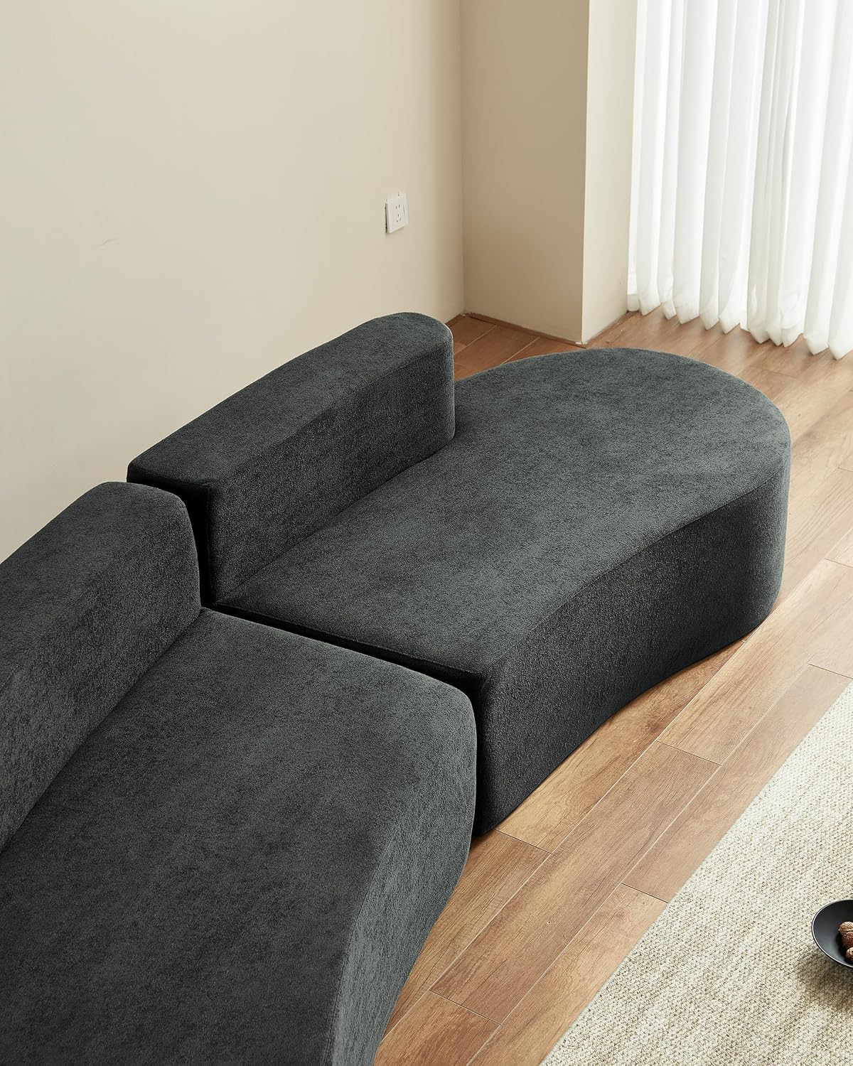 Swbvs Modular Floor Sofa Set, Boneless Memory Foam Lounge Couch, Convertible Low-Profile Seating for Living Room, Bedroom & Small Spaces, Washable Cover, Modern Black