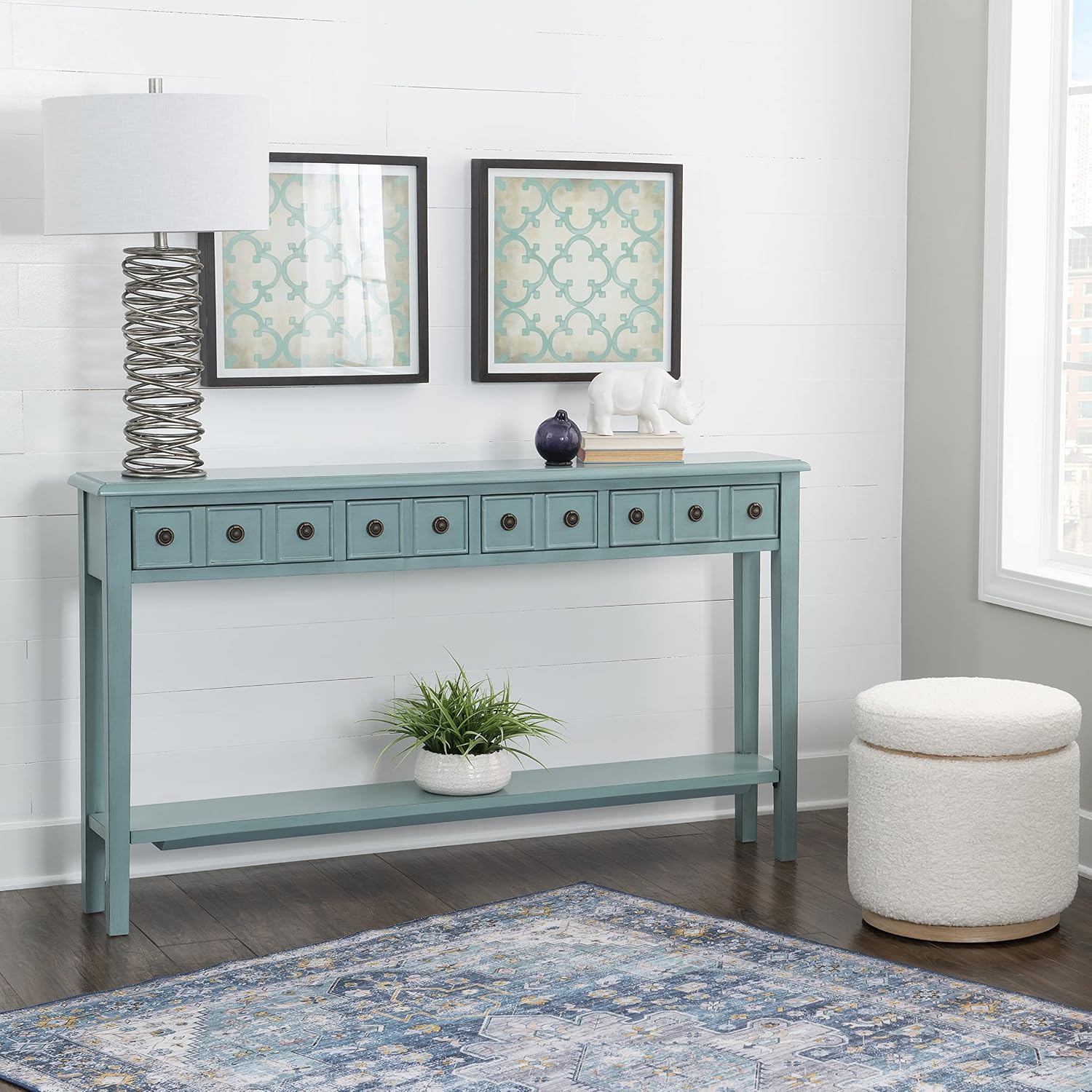 Powell Furniture Sadie Long Console Table, Teal