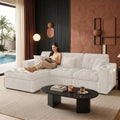 Modular Cloud 3 Seater Boneless L-Shaped Sectional Sofa, Comfy Modern Design with Ergonomic Support & Free Combination for Living Room/Bedroom/Apartment (Light Beige)