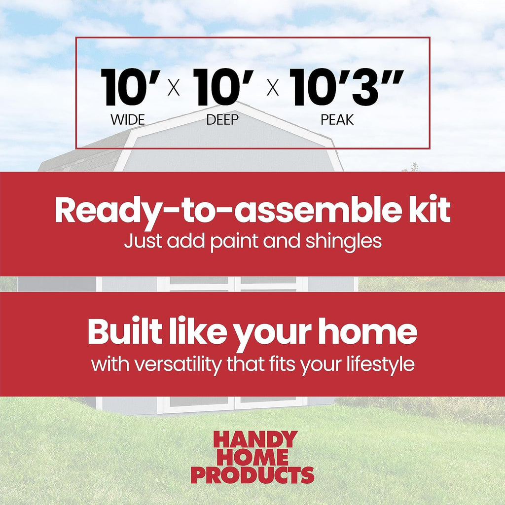 Handy Home Products Braymore 10x10 Do-It-Yourself Wooden Storage Shed- Does not Include Floor kit, Paint, or Roofing Shingles