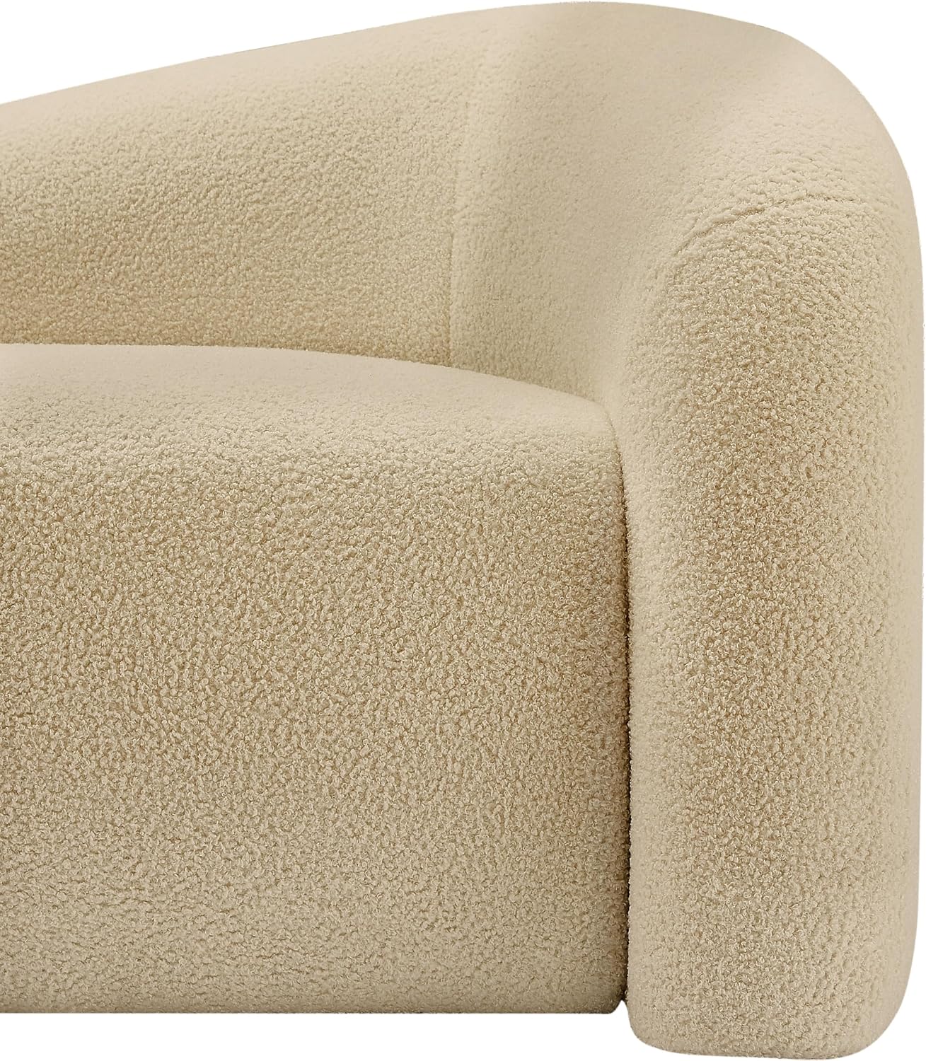 Meridian Furniture 186Beige-S Kali Collection Modern | Contemporary Sofa with Soft Beige Faux Shearling Teddy Fabric, Curved Back, 86' W x 33' D x 27' H, Beige