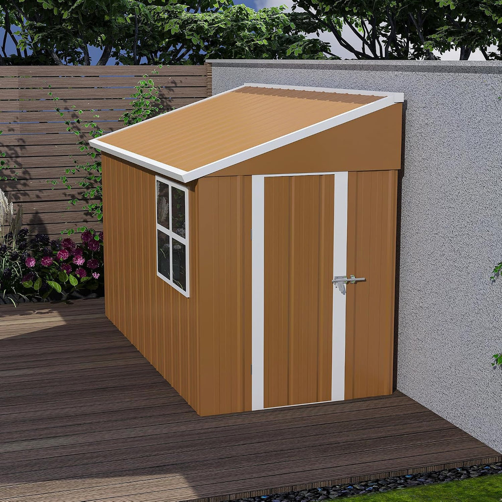Montary 8X4 FT Outdoor Storage Shed with Windows, Lockable Door & Ventilation - Weatherproof Metal Garden Shed, Outdoor Tool Storage House for Backyard, Lawn, Patio,Yard