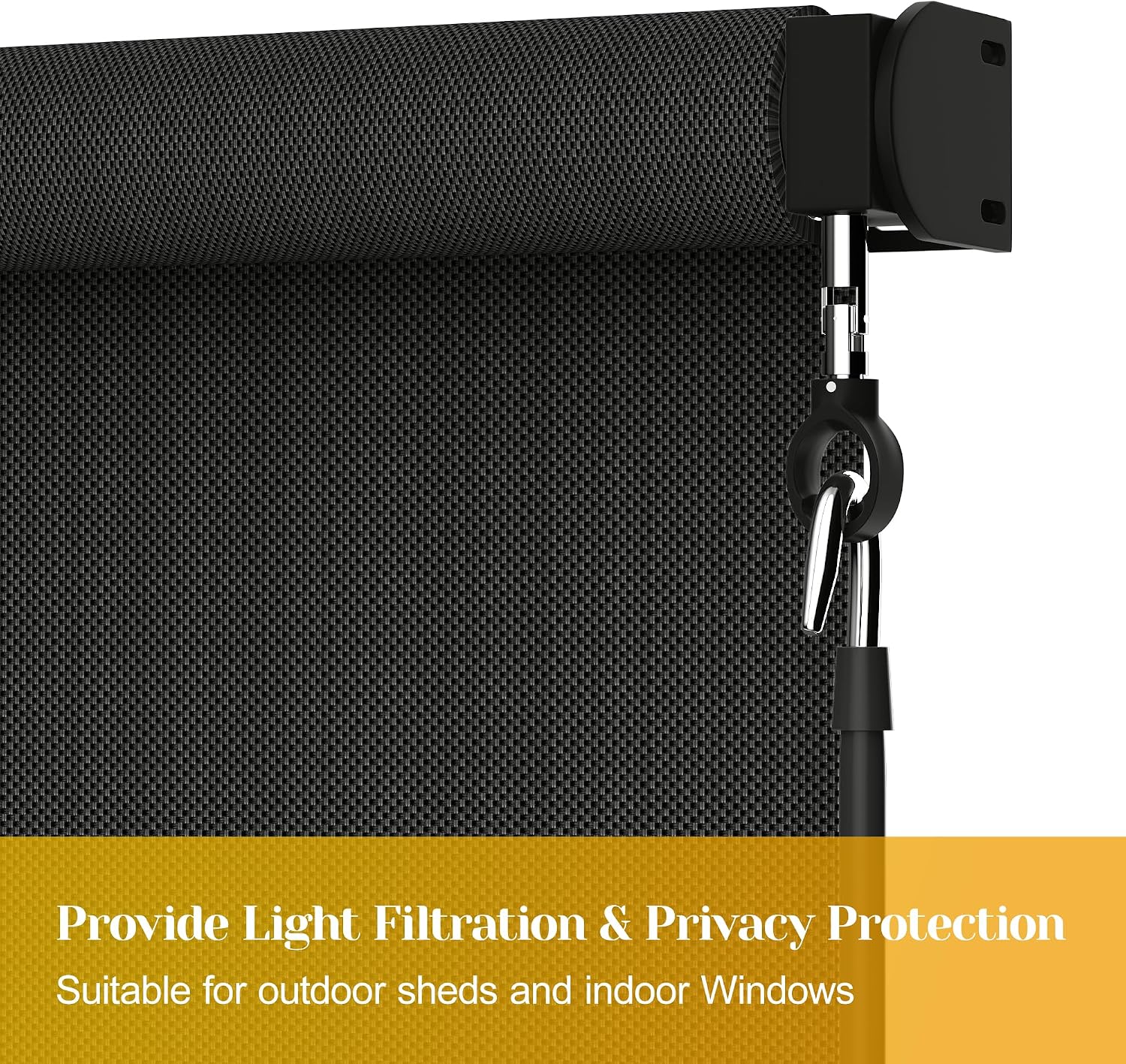 Outdoor Roller Shade (6'W X 6'H) 420GSM New Material with 95% UV Protection, Cordless Aluminum Patio Shade with Crank Handle, Outdoor Patio Blinds for Shading, Privacy Protection, Black