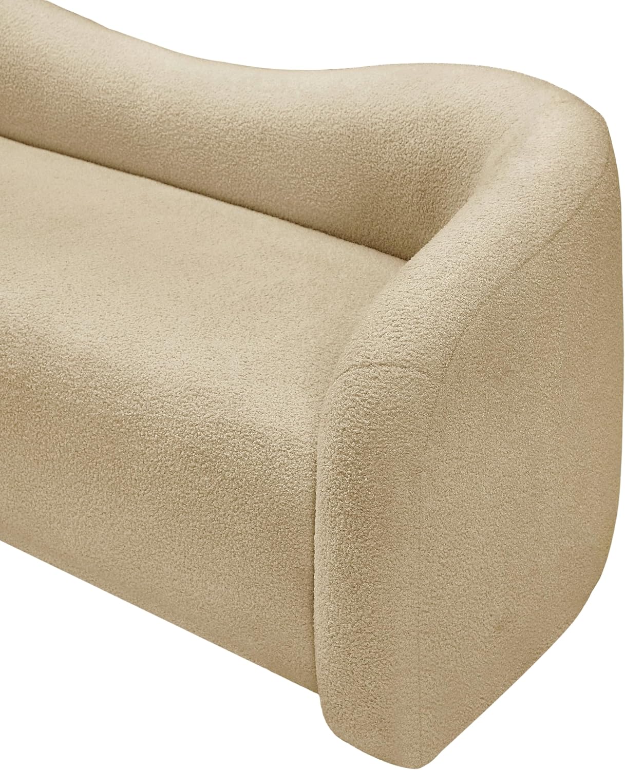 Meridian Furniture 186Beige-S Kali Collection Modern | Contemporary Sofa with Soft Beige Faux Shearling Teddy Fabric, Curved Back, 86' W x 33' D x 27' H, Beige