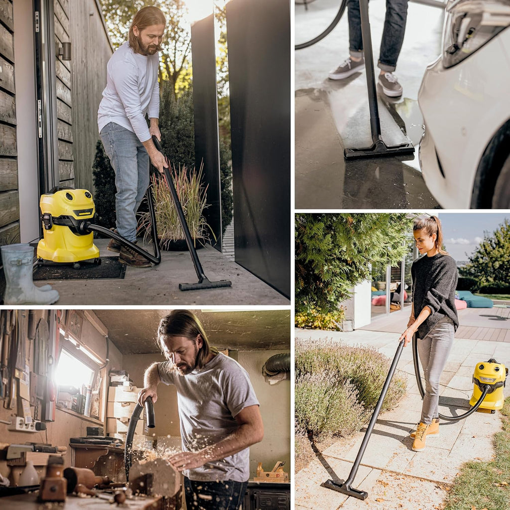 Kärcher Shop Vacuum WD 4, 5.3 Gal, 3.8 Peak HP, 33 ft Reach, Wet Dry Vacuum Cleaner, Heavy Duty, Blower Function, Crevice Tool, Floor Nozzle, Great for DIY Projects and Workshops