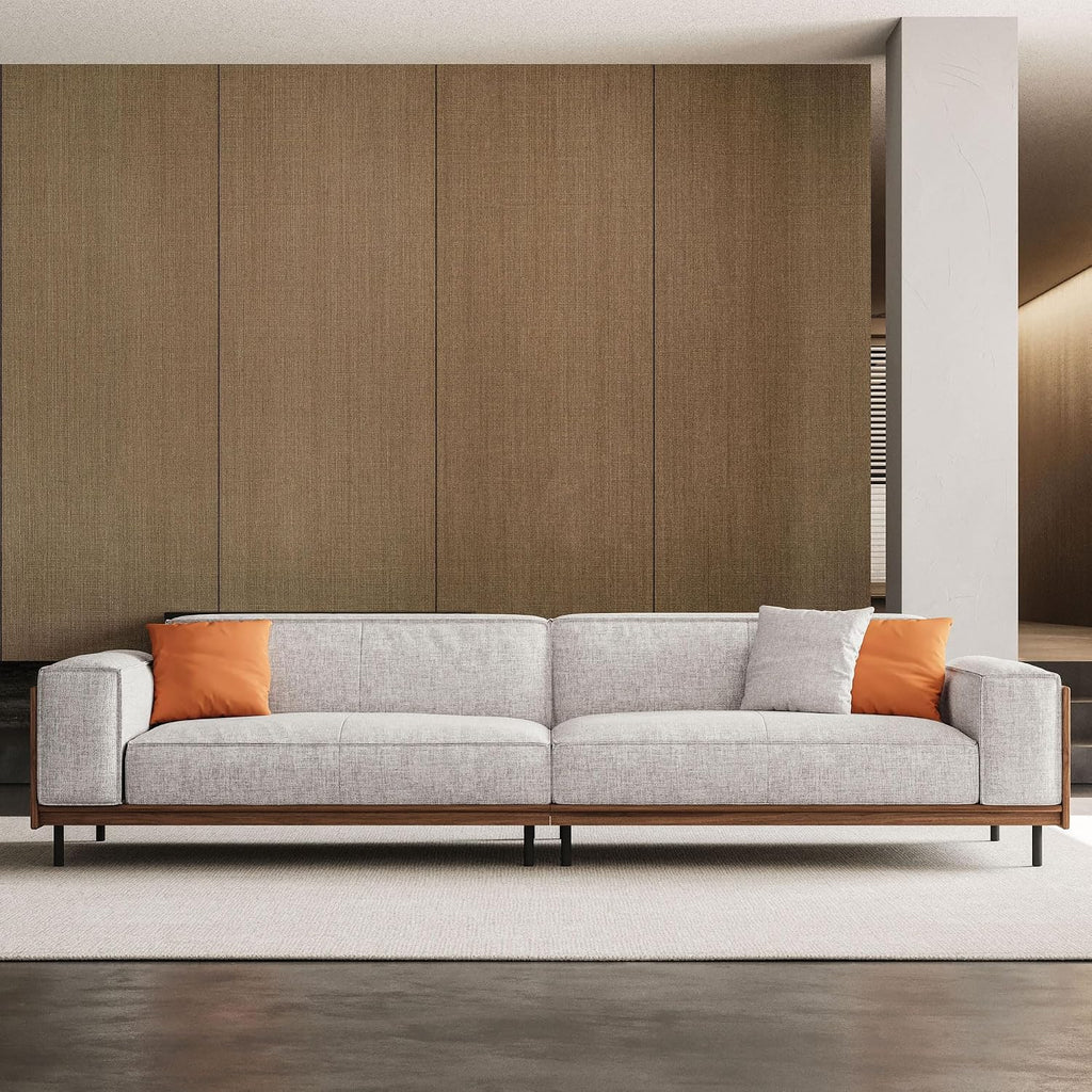 Modern 4-Seater Upholstered Fabric Sofa for Living Room –111.81 inch Comfortable Timecloud Couch with Wood Frame and Metal Legs, Easy Assembly, Ideal for Office, or Living Room, Gray
