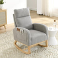 Setawix Teddy Fabric Rocking Accent Chair,Mid Century Modern Rocking Glider Armchair,Leisure Tufted Rocker Arm Chair for Nursery,Bedroom,Living Room (Teddy Light Grey, High Back)