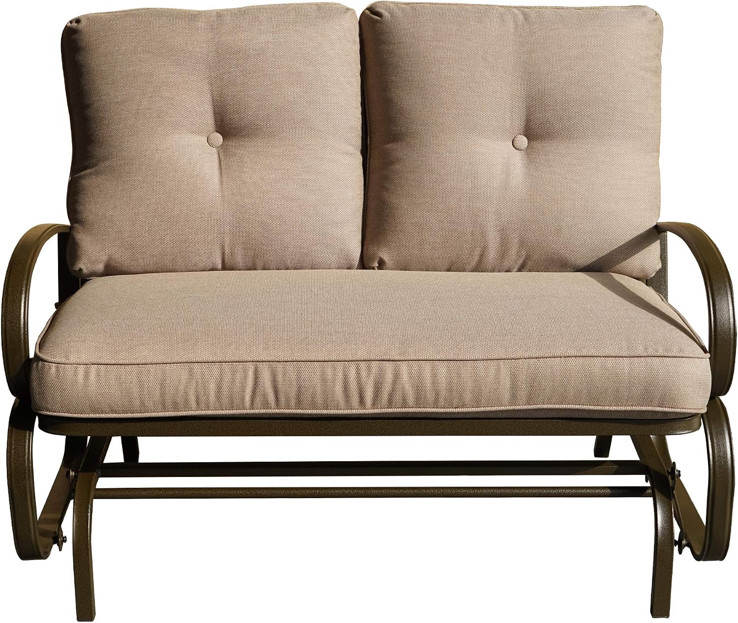 Kozyard Cozy Patio Glider Bench - Outdoor Rocking Loveseat with Sturdy Frame and Cushioned Seats for Patio, Yard - Rocker Swing with Outdoor Seating, Perfect for Porch Outdoo (Beige)