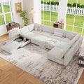 157' Modular Sectional Chenille Sofa bed with Hidden Storage, Comfy Modern 10 Seater Oversized Deep Seat Couch, Modular Sectional with Ottoman and Removable Cover for Living Room, Apartment, Beige